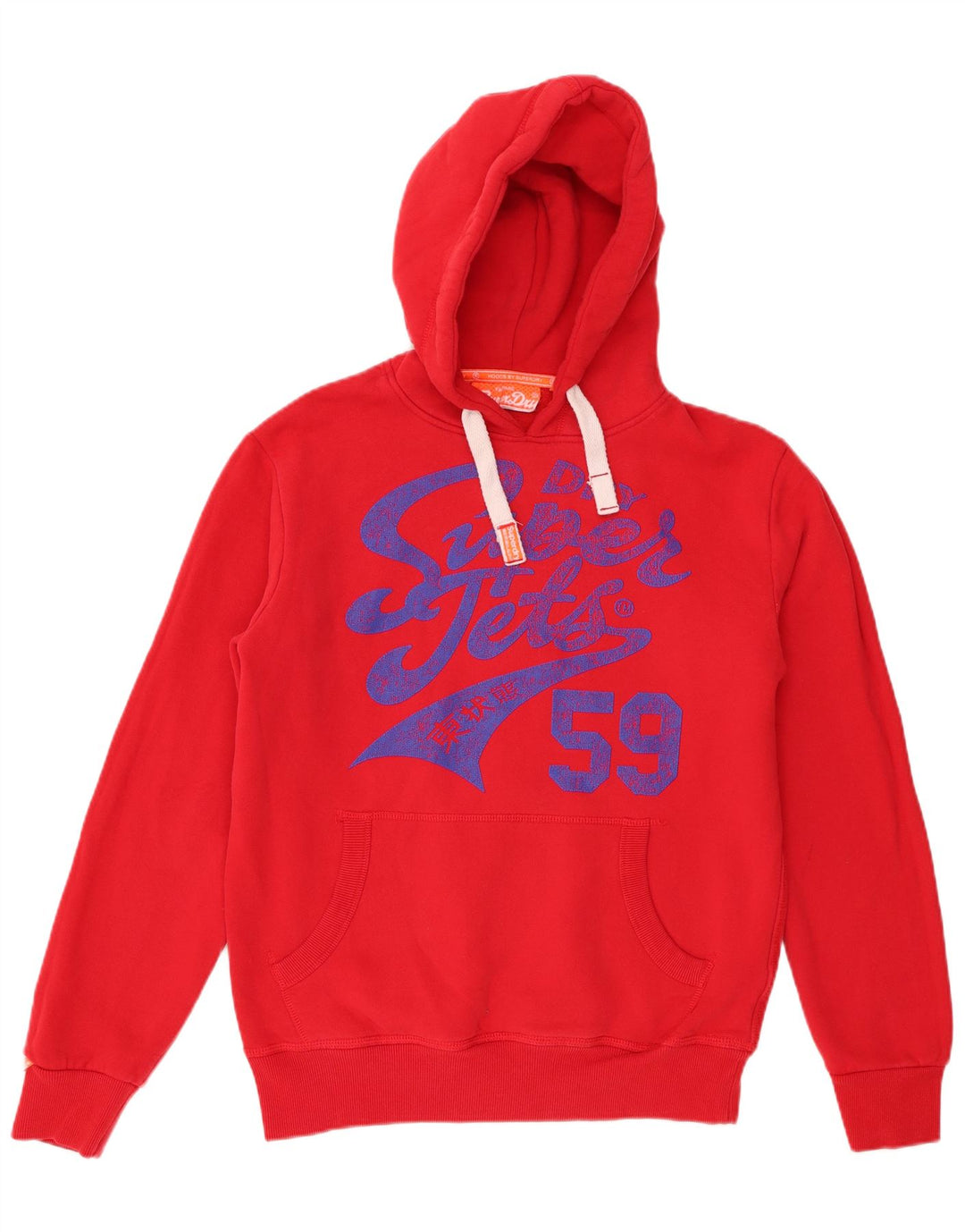 Męski sweter z kapturem Superdry z grafiką, duży, czerwony, bawełniany