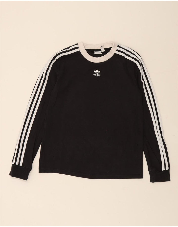 ADIDAS Womens Top Long Sleeve UK 10 Small  Black Cotton