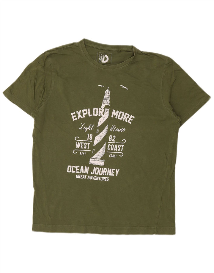 Męska koszulka z grafiką Dack's, średnia, bawełniana khaki