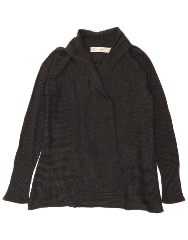 Sweter damski Zara z otwartym kardiganem UK 12, średnioszary, bawełniany