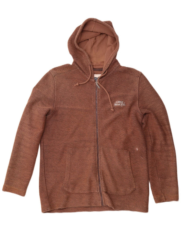 Męski sweter z kapturem i zamkiem WEIRD FISH, duży, brązowy, bawełniany