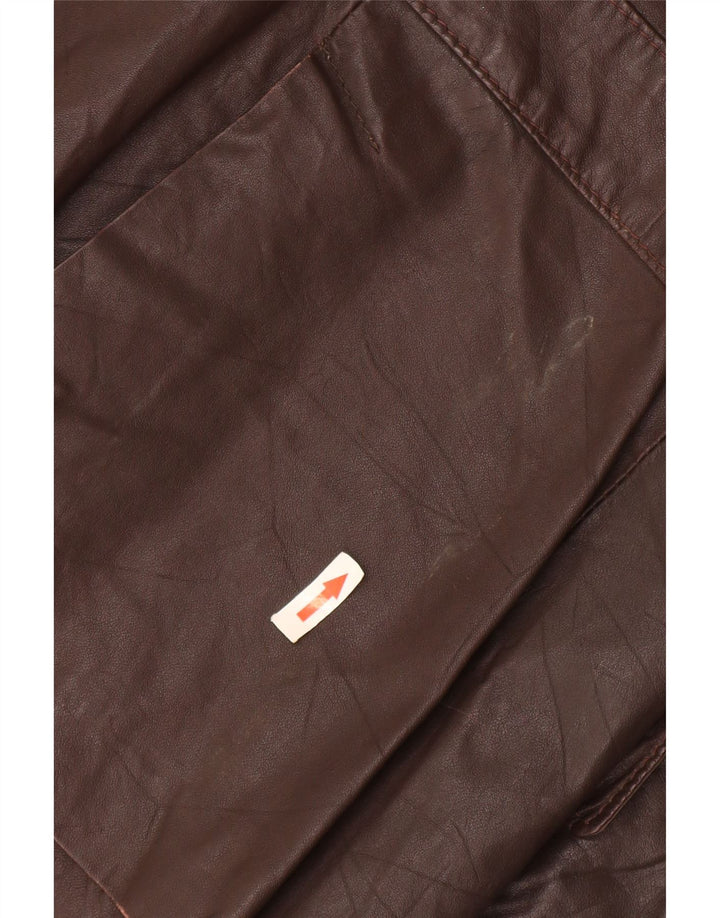 Vintage damska marynarka skórzana zapinana na 2 guziki UK 12 średni brąz