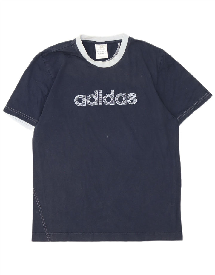 Męska koszulka z grafiką Adidas, średnia, granatowa, bawełniana