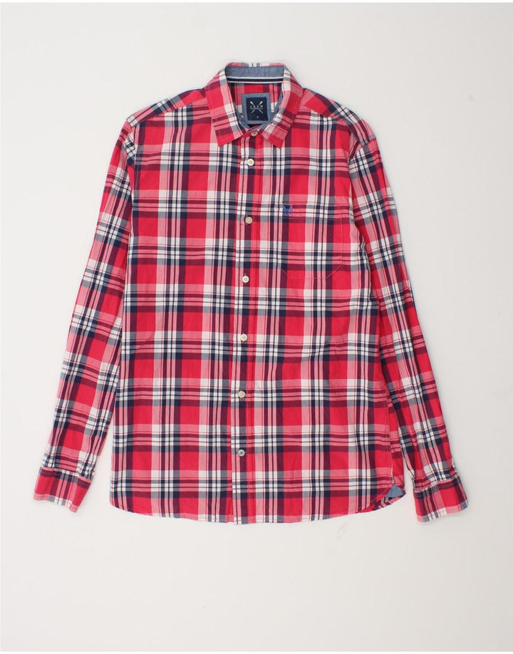 Crew Clothing Męska koszula o dopasowanym kroju, mała, bawełniana w czerwoną kratę