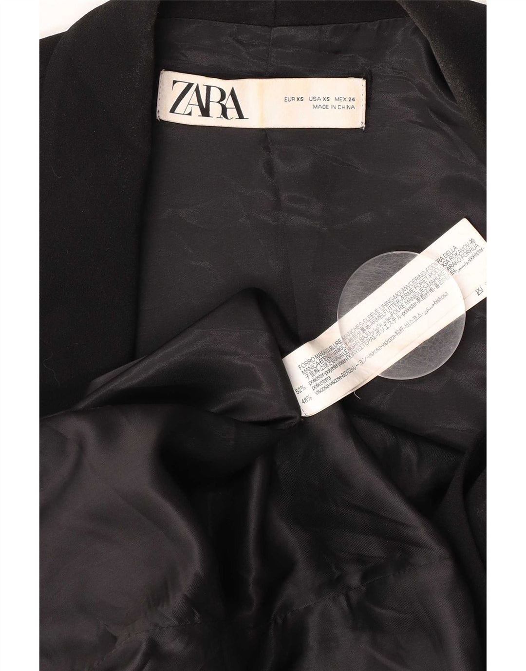 Damska marynarka oversize Zara UK 6 XS, czarny poliester