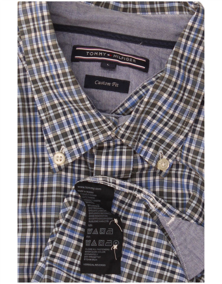 Męska koszula o dopasowanym kroju Tommy Hilfiger, duża, niebieska bawełniana krata