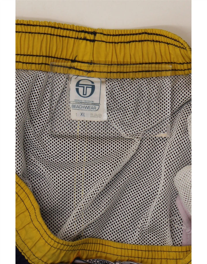 Męskie spodenki kąpielowe Sergio Tacchini XL, granatowe, z blokami kolorów, poliamid