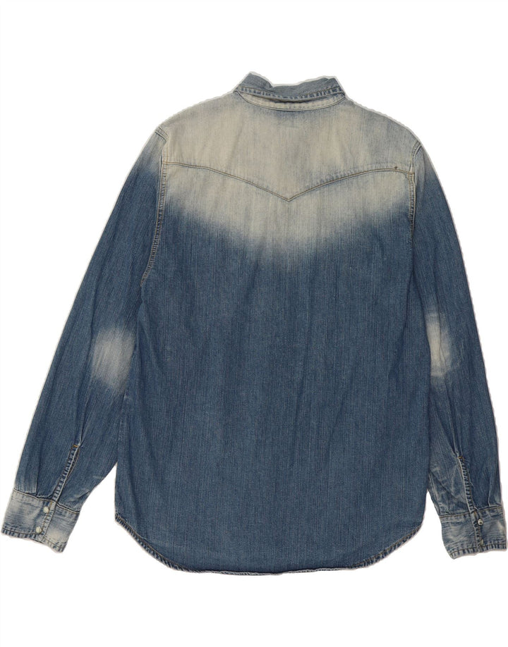 VINTAGE Mens Denim Shirt XL Blue Cotton Vintage Vintage and Second-Hand Vintage from Messina Hembry 
