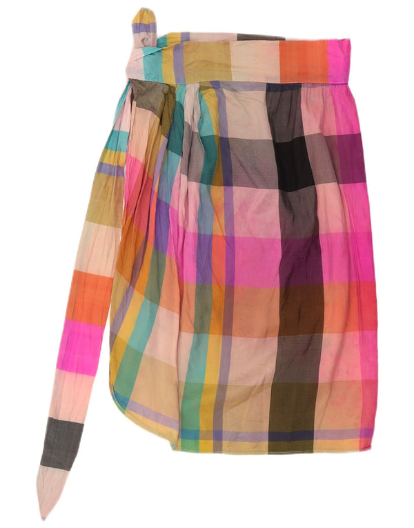 i Blues Womens Wrap Skirt IT 42 Medium W26 Multicoloured Check Silk