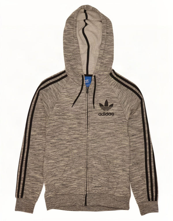 Adidas Męski sweter z kapturem i zamkiem błyskawicznym XS Szary, nakrapiany bawełniany