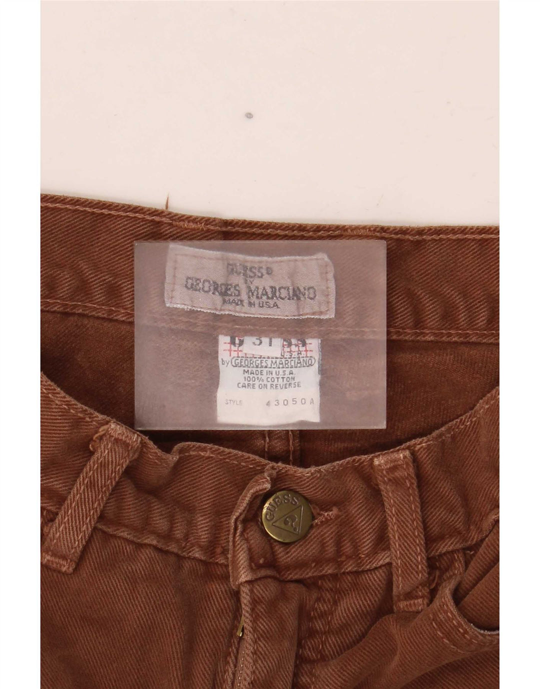 Zwężane jeansy męskie Guess W31 L28, brązowe, bawełniane