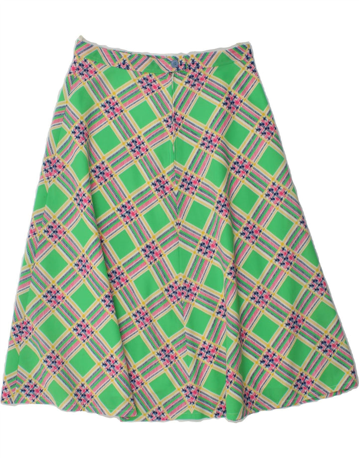 VINTAGE Womens A-Line Skirt W28 Medium Green Check Vintage Vintage and Second-Hand Vintage from Messina Hembry 