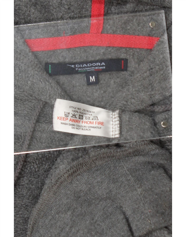 DIADORA Womens Crop Graphic Hoodie Jumper UK 14 Medium Grey Polyester Vintage Diadora and Second-Hand Diadora from Messina Hembry 
