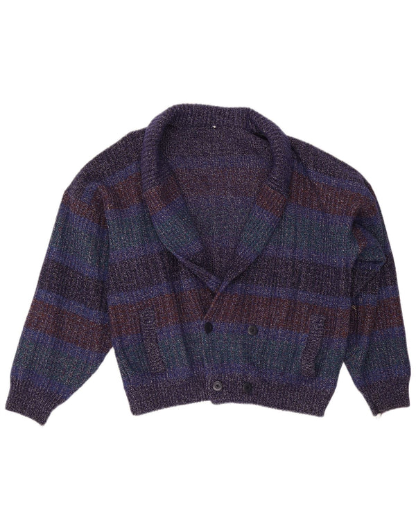 Sweter męski rozpinany w stylu vintage IT 52, duży, wielobarwny, nakrapiany wełniany