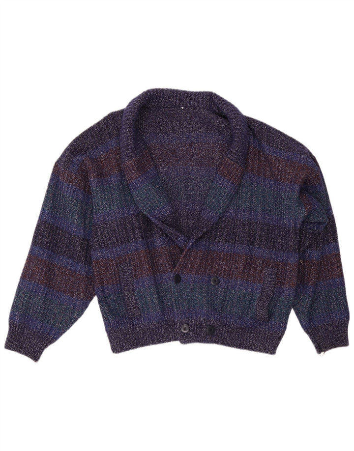 Sweter męski rozpinany w stylu vintage IT 52, duży, wielobarwny, nakrapiany wełniany