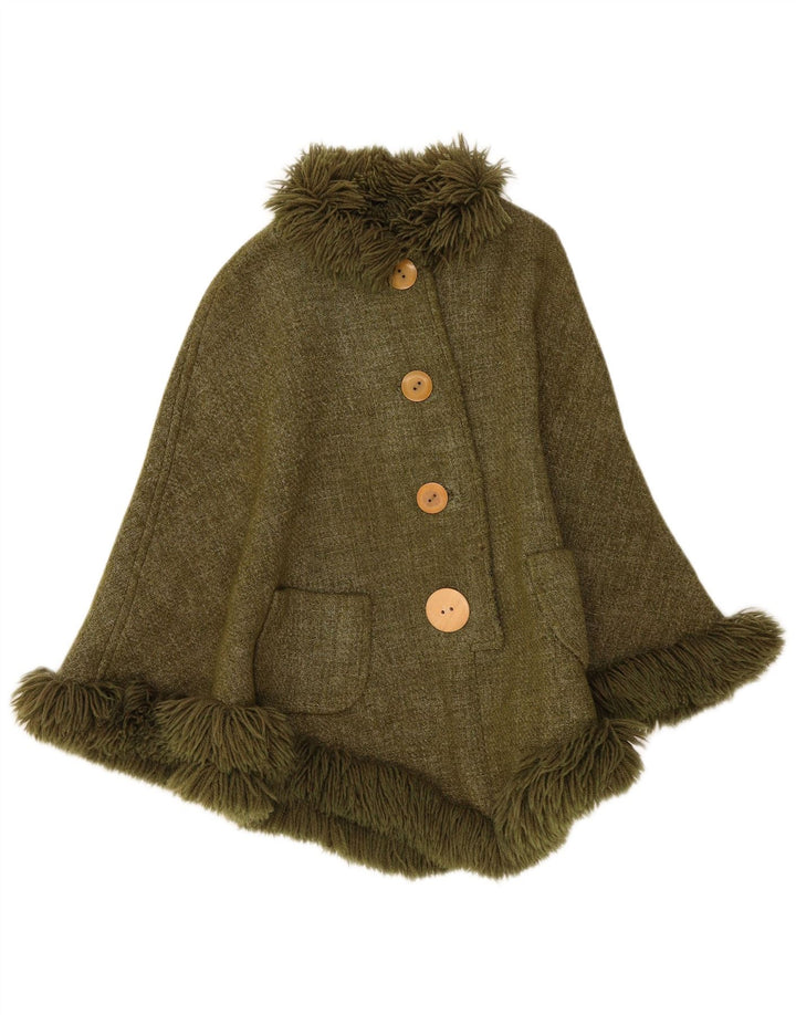 Vintage damski płaszcz ponczo w jednym rozmiarze khaki