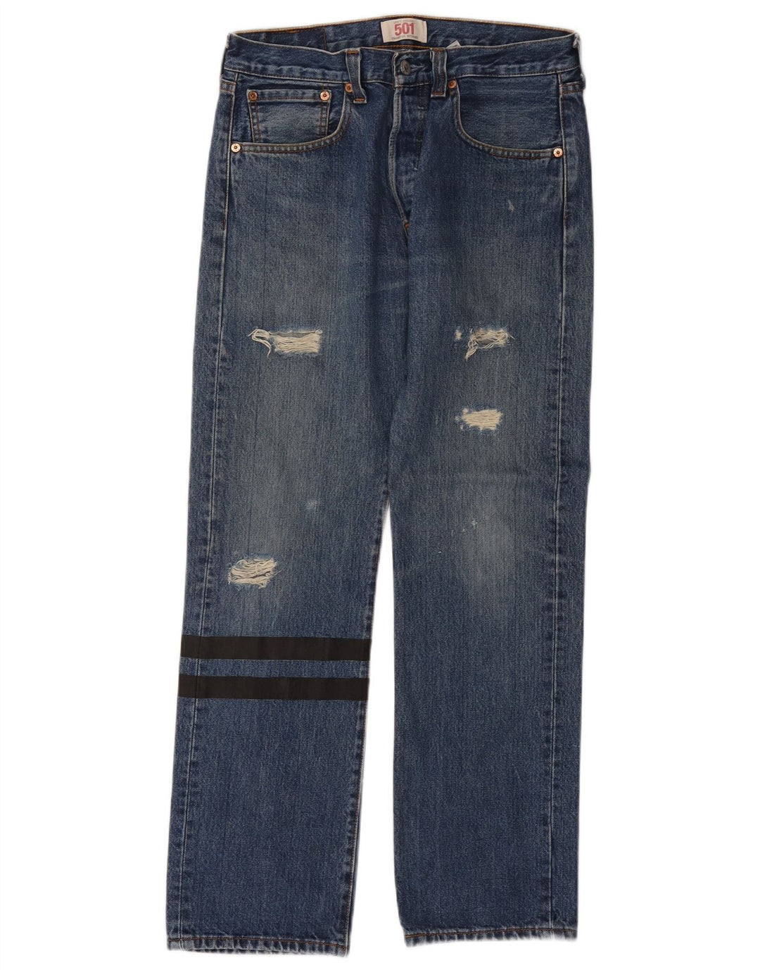 LEVI'S Mens 501 Distressed Straight Jeans W31 L30  Blue Cotton