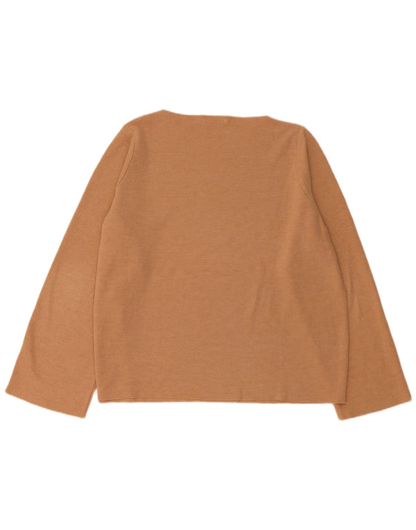 Damski top oversize z długim rękawem Zara UK 16, duży, brązowy, bawełniany