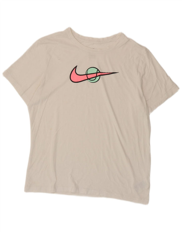 Męski T-shirt z grafiką Nike, duży, biały, bawełniany