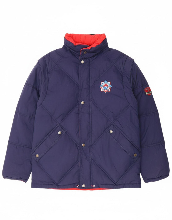 DIADORA Mens Reversible Padded Jacket UK 44 2XL Navy Blue Polyester