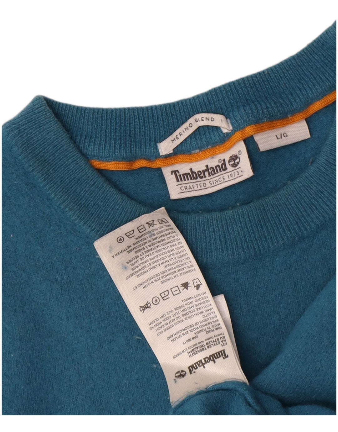 Sweter damski Timberland z okrągłym dekoltem UK 16, duży, niebieski, wełniany