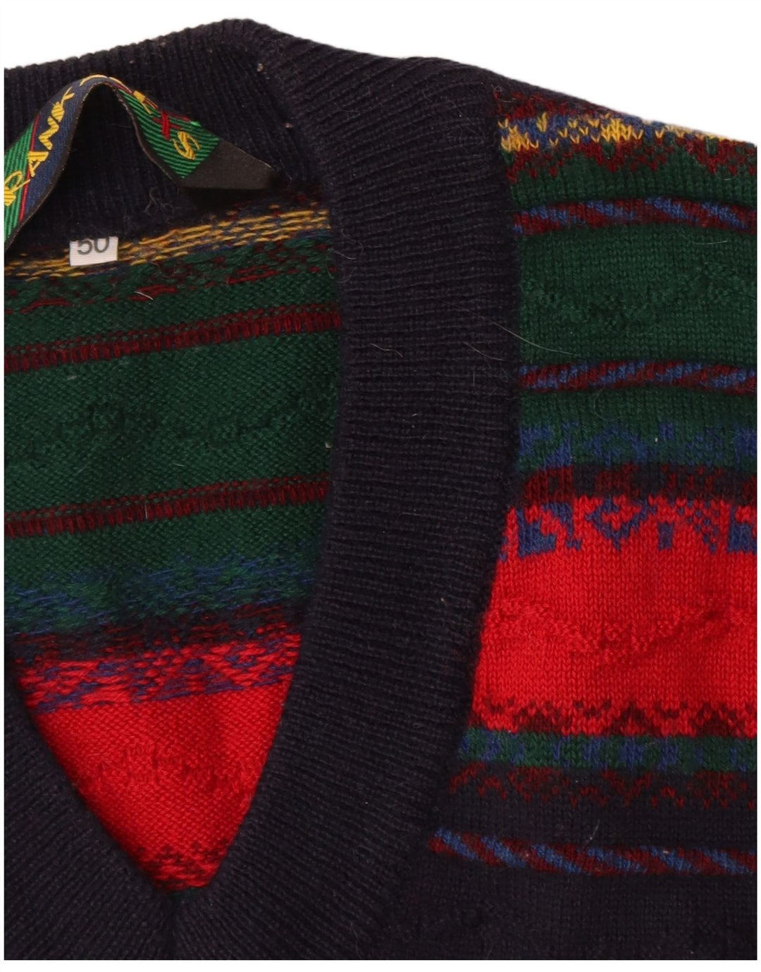 Męski podkoszulek bez rękawów Frank Alexs IT 50 w średnie, wielokolorowe paski, wełniany