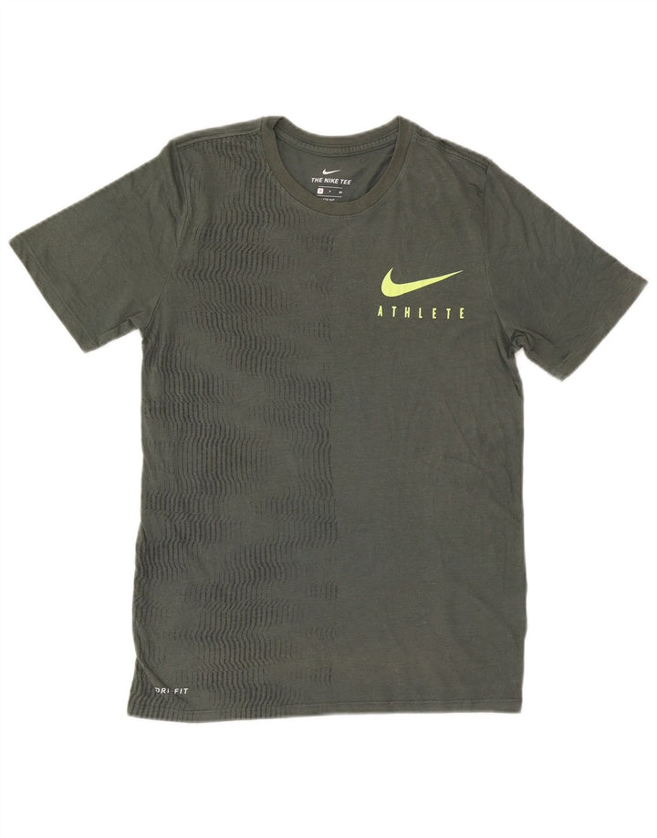 Męski T-shirt NIKE Dri Fit z poliestru w małe paski w kolorze khaki