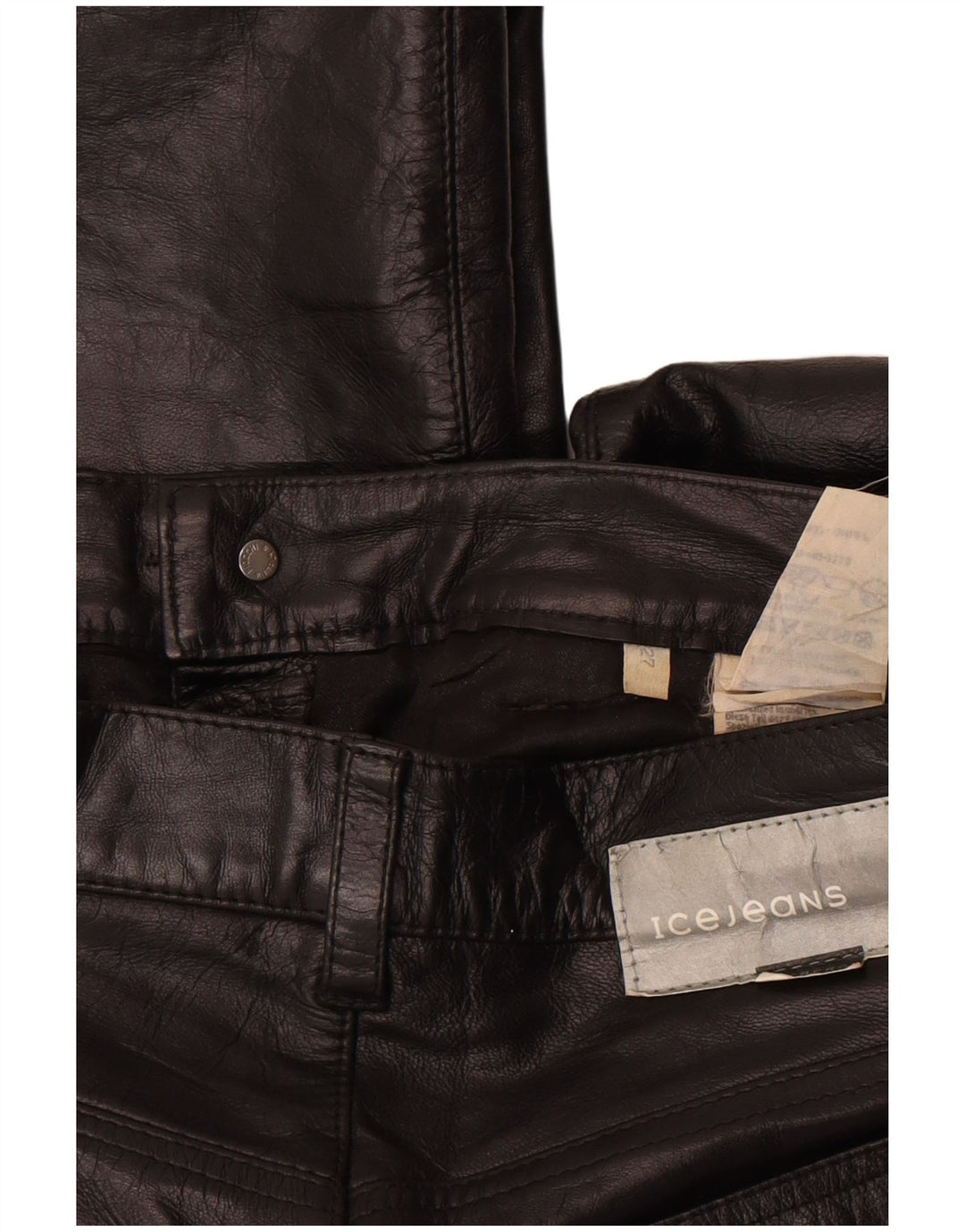 Damskie spodnie skórzane Bootcut Iceberg W27 L29 Czarna skóra