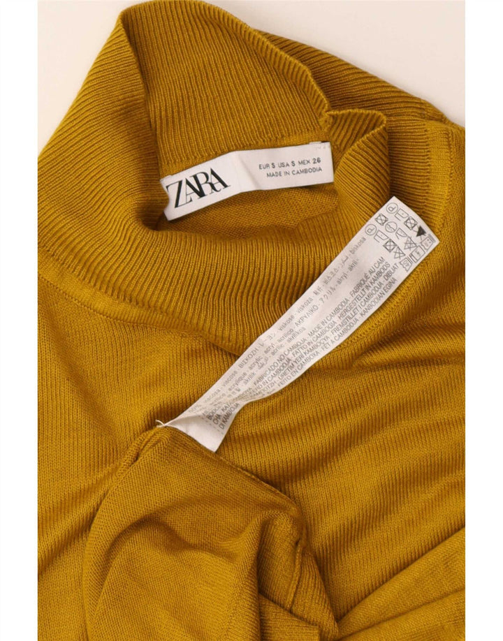 Damski sweter oversize z golfem Zara UK 10 Small, żółta wiskoza