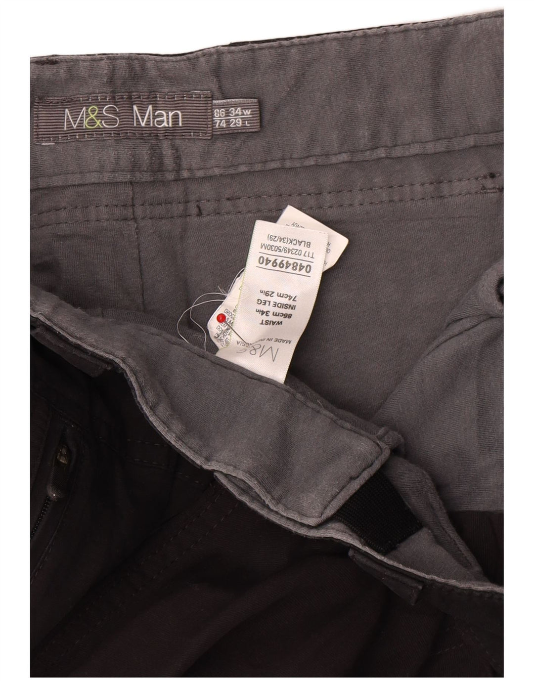 Męskie proste spodnie cargo Marks & Spencer W34 L29 Czarny poliamid