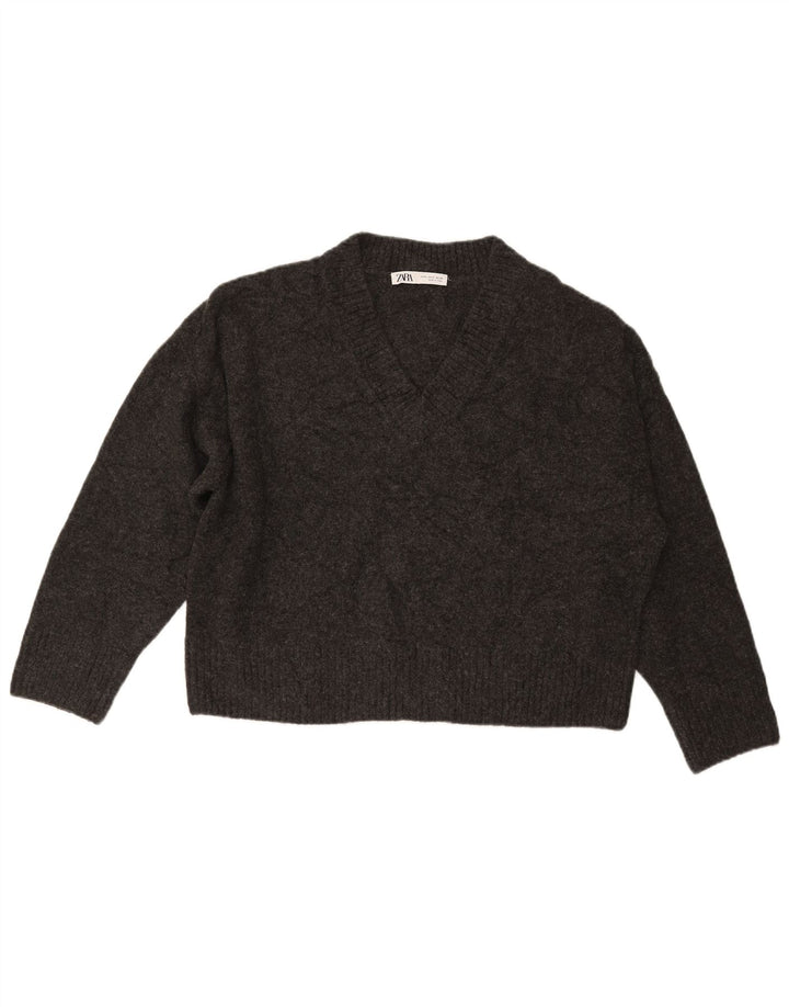 Damski sweter oversize z dekoltem w kształcie litery V ZARA UK 10 Small Grey