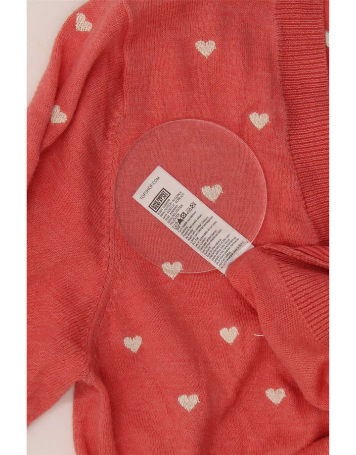 Damski sweter rozpinany Topshop z abstrakcyjnym wzorem UK 12, średnie różowe serce