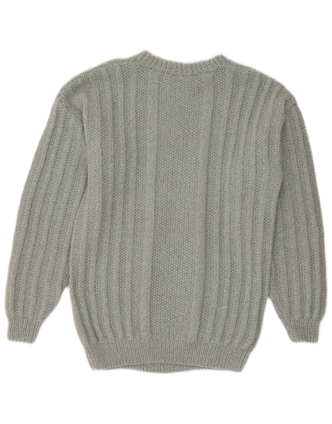 Męski sweter z okrągłym dekoltem w stylu vintage, średnio szary