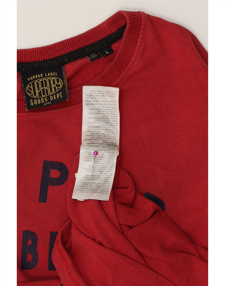 SUPERDRY Męski T-shirt z grafiką, duży, czerwony, bawełniany