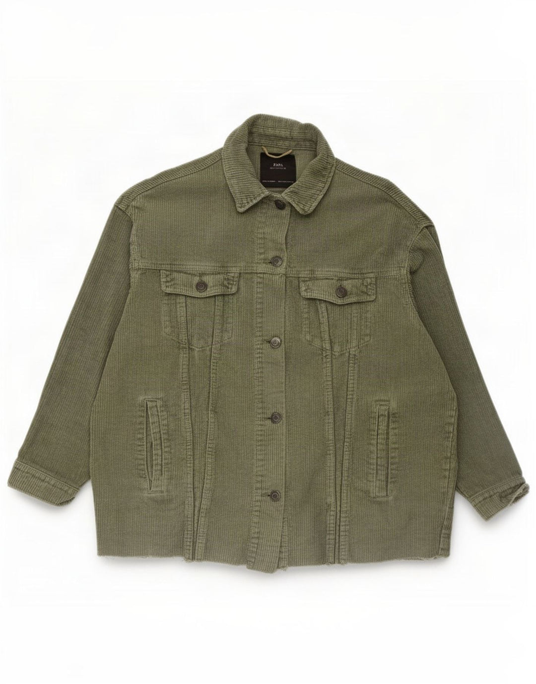 Damska, oversize'owa kurtka sztruksowa Zara UK 10, mała, bawełniana khaki
