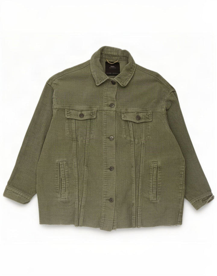 Damska, oversize'owa kurtka sztruksowa Zara UK 10, mała, bawełniana khaki