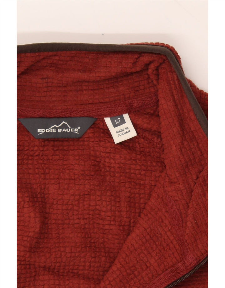 EDDIE BAUER Mens Zip Neck Fleece Jumper Large Red Polyester Vintage Eddie Bauer and Second-Hand Eddie Bauer from Messina Hembry 