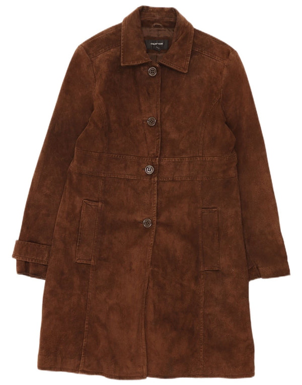 Colebrook Womens Suede Overcoat UK 14 Large Brown Leather