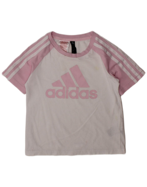 Dziewczęcy T-shirt ADIDAS Aeroready z grafiką, 6-7 lat, biały, z blokami kolorów