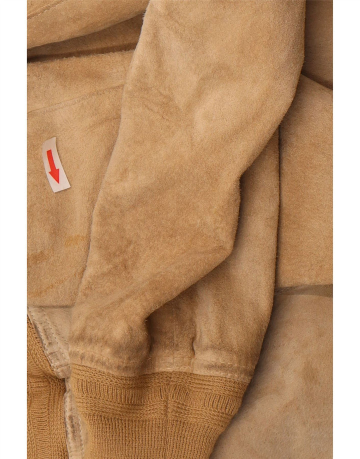 Vintage damska zamszowa kurtka bomber IT 48 XL beżowa