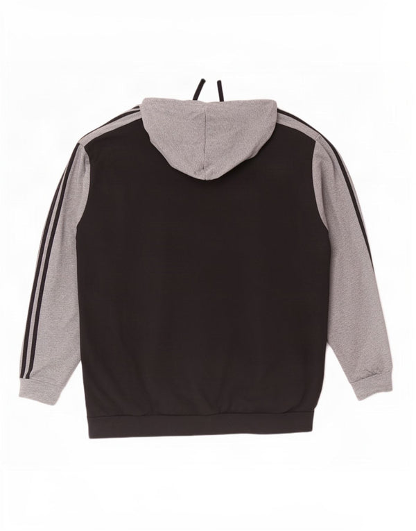 Adidas Męski sweter z kapturem i zamkiem błyskawicznym 4XL Czarna bawełna z blokami kolorów