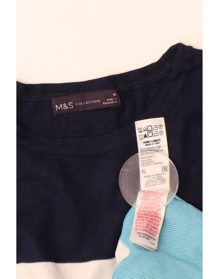 MARKS & SPENCER Damski sweter z dekoltem w łódkę, UK 16, duże niebieskie paski