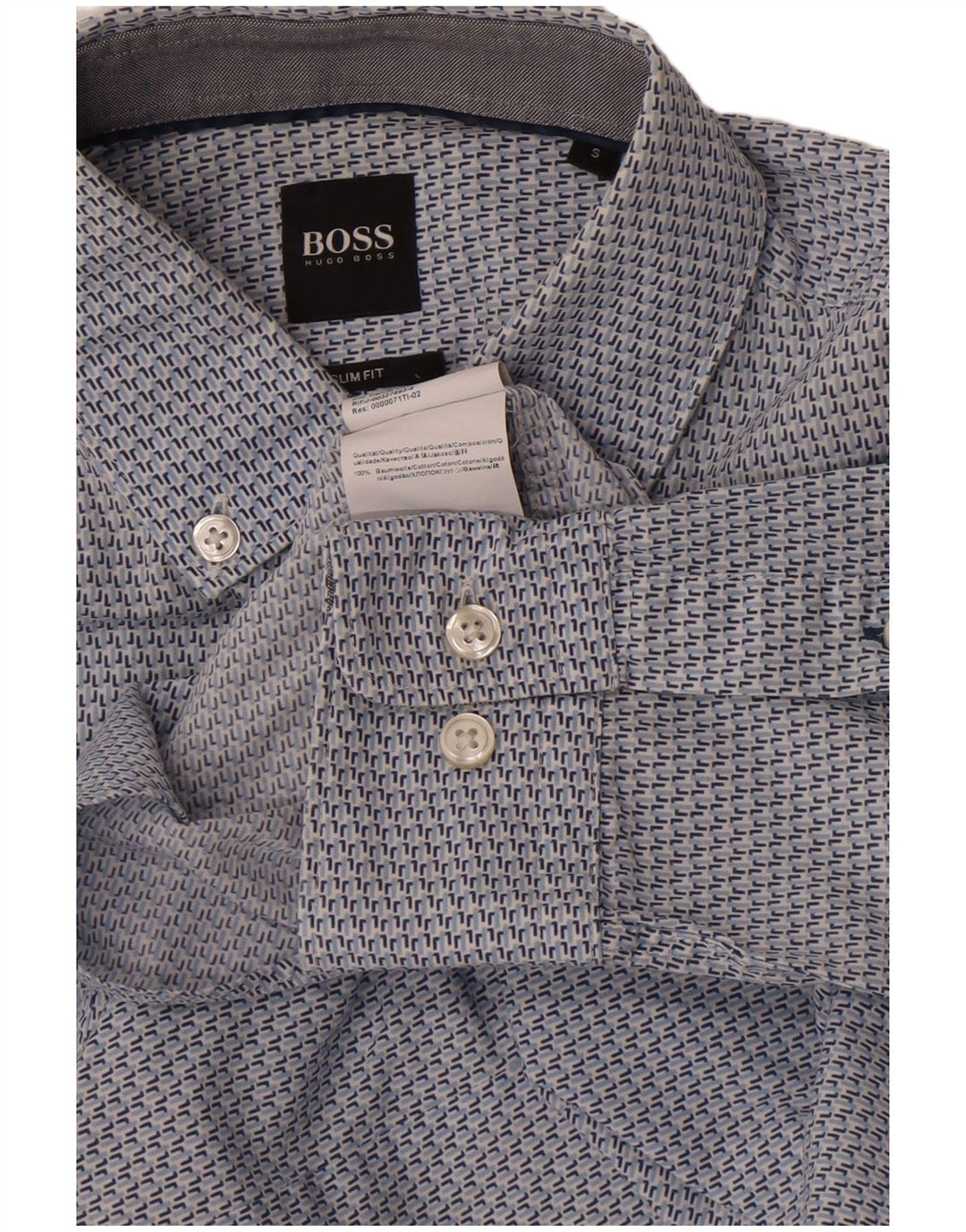 Męska koszula slim fit Hugo Boss w abstrakcyjny wzór, mała niebieska bawełna