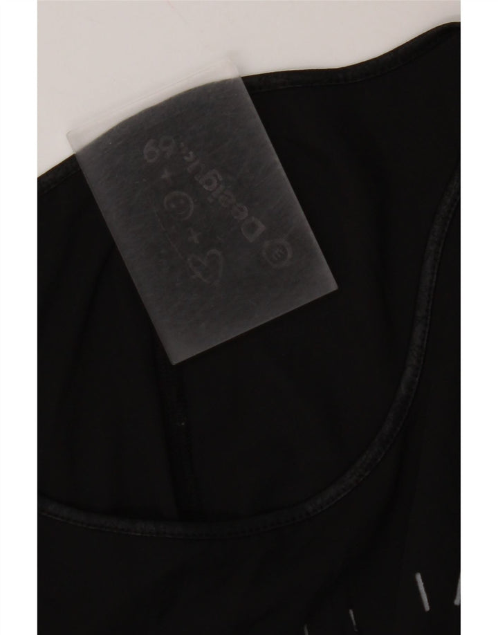 Damska bluzka z grafiką DESIGUAL UK 14, średnia czarna