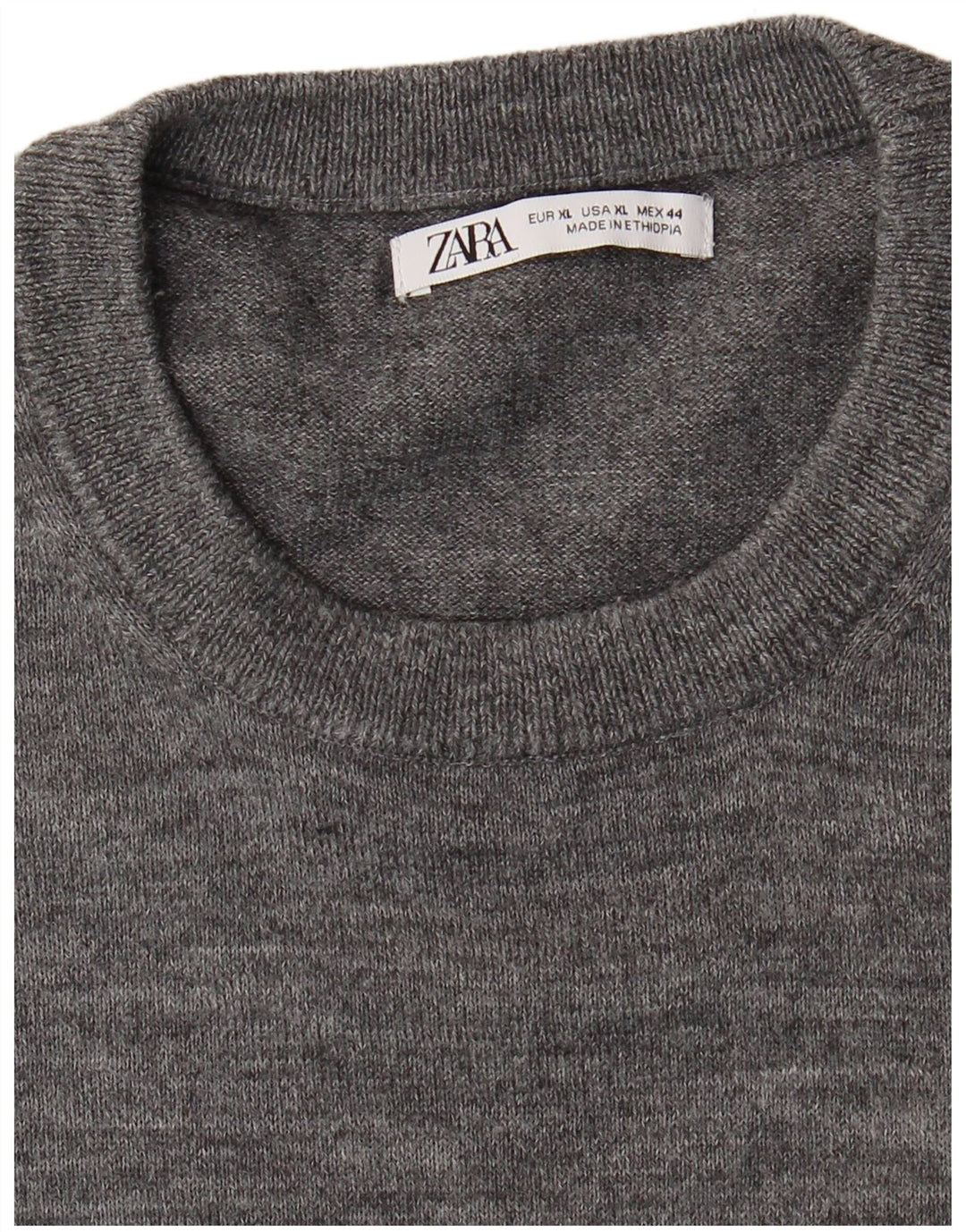 Męski sweter z okrągłym dekoltem Zara XL, szary