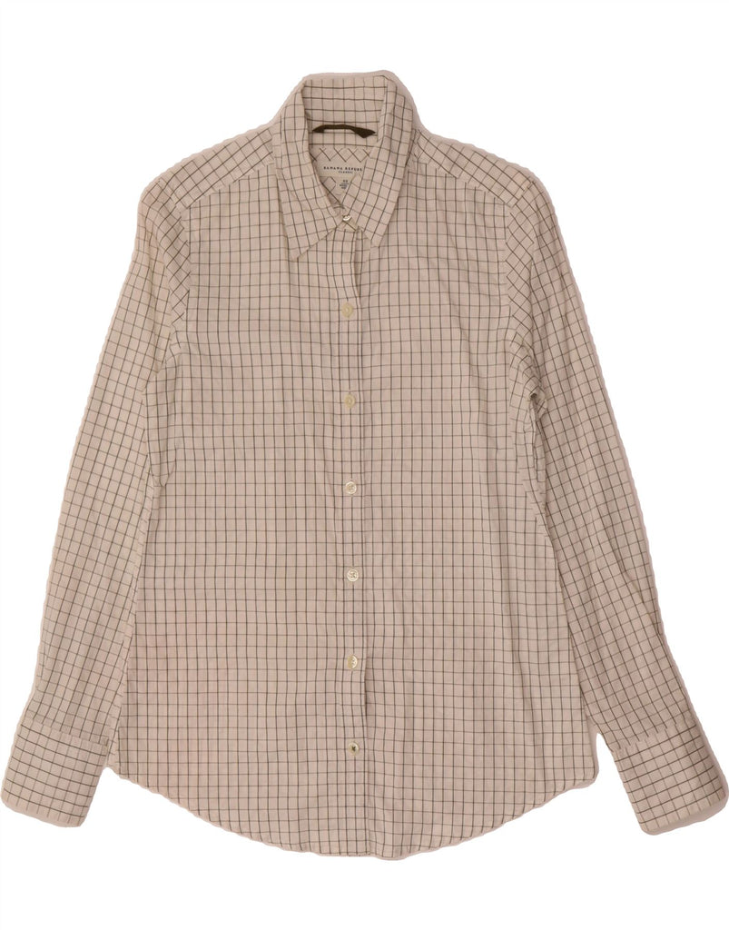 BANANA REPUBLIC Womens Classic Fit Shirt UK 6 XS White Check Cotton Vintage Banana Republic and Second-Hand Banana Republic from Messina Hembry 