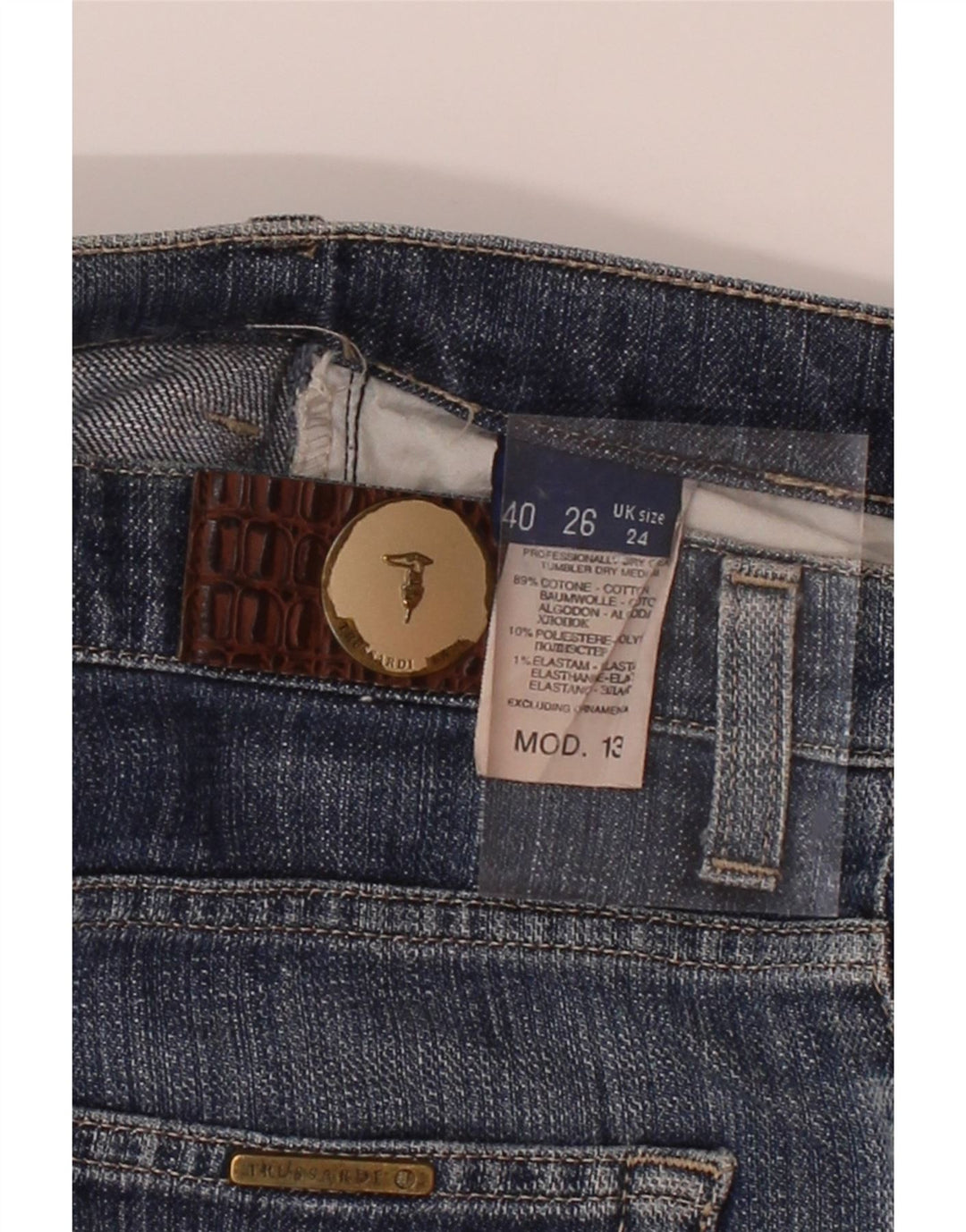 TRUSSARDI Womens Straight Jeans W24 L30 Blue Cotton Vintage Trussardi and Second-Hand Trussardi from Messina Hembry 