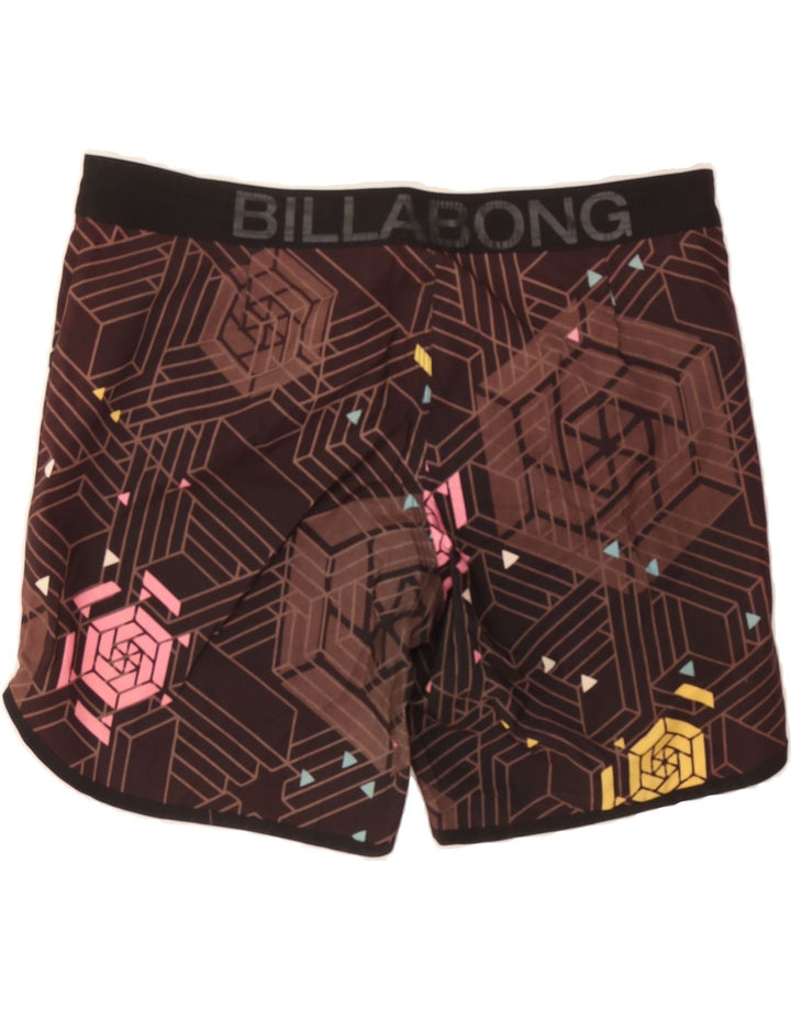 BILLABONG Womens Graphic Swimwear UK 10 Small Brown Geometric Polyester Vintage Billabong and Second-Hand Billabong from Messina Hembry 