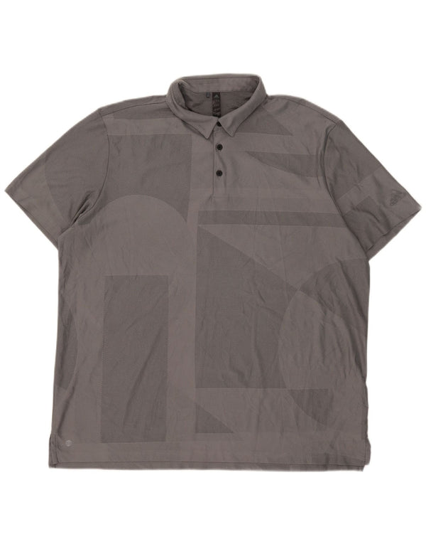 Męska koszulka polo Adidas o luźnym kroju 2XL, szary, geometryczny poliester