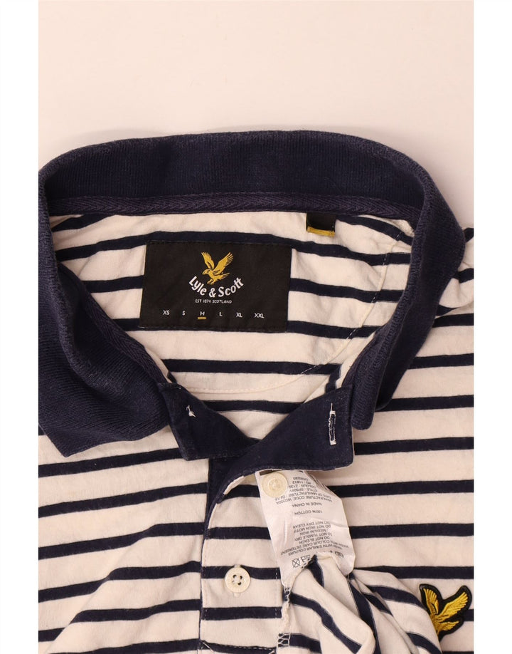 Męska koszulka polo do rugby Lyle & Scott, bawełniana w średnie białe paski